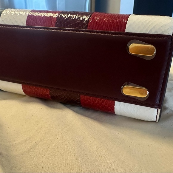 NWT Tory Burch Radziwill small bag, snake skin , red white and navy color. - Picture 9 of 9